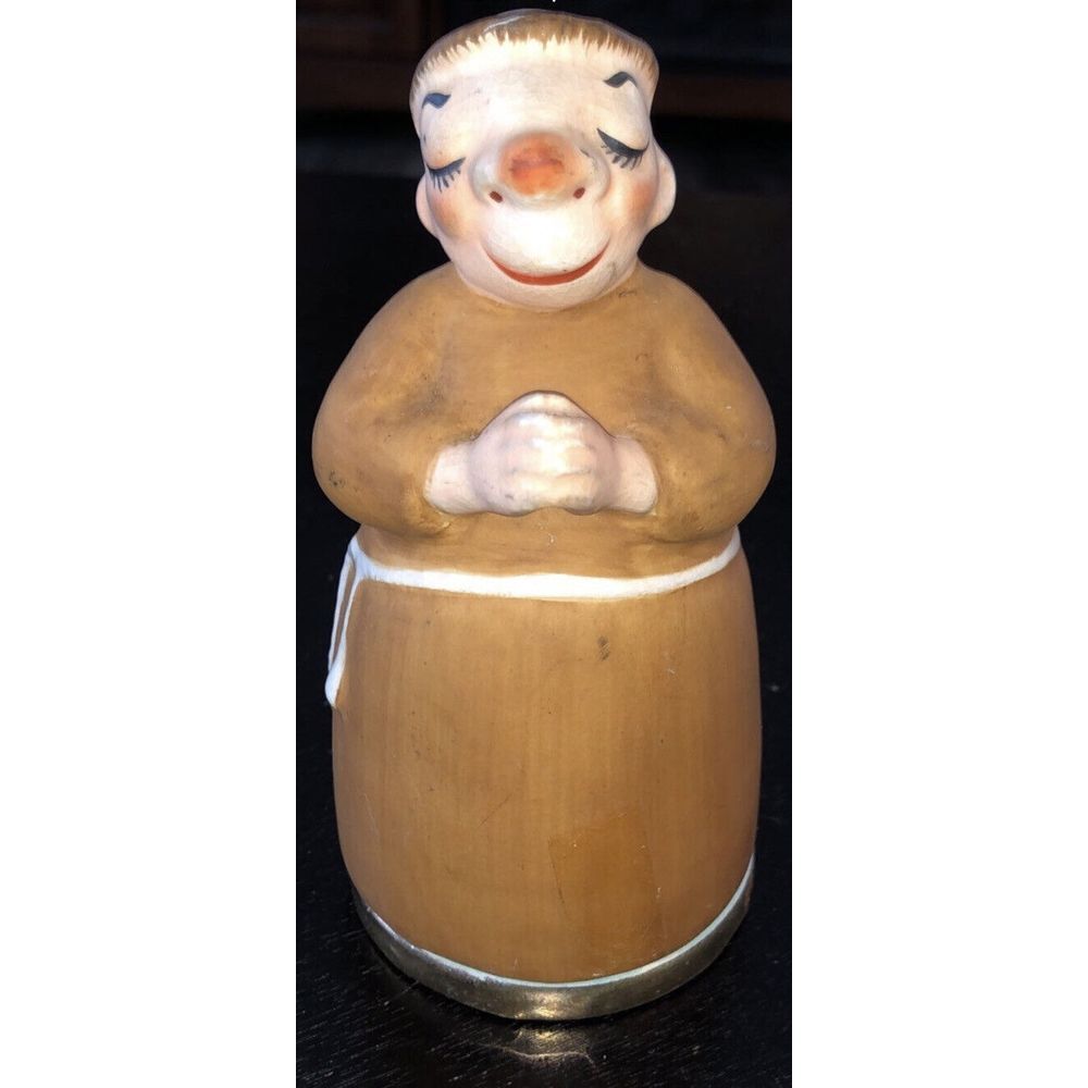 Vintage Friar‎ Tuck Shot Glass Holder. Lefton Ceramic, Secret Shot Glass Stash